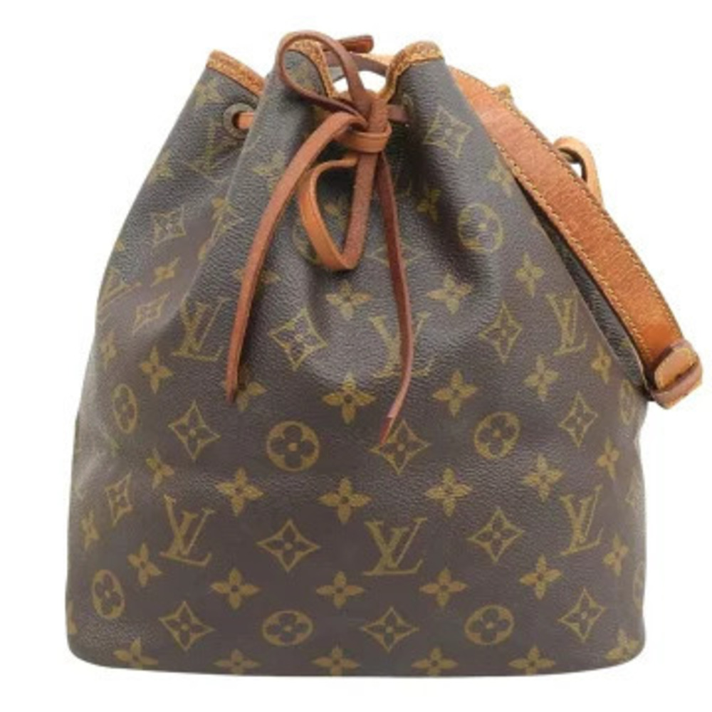 Louis Vuitton Monogram Noe Drawstring Shoulder Bag Canvas Leather Brown